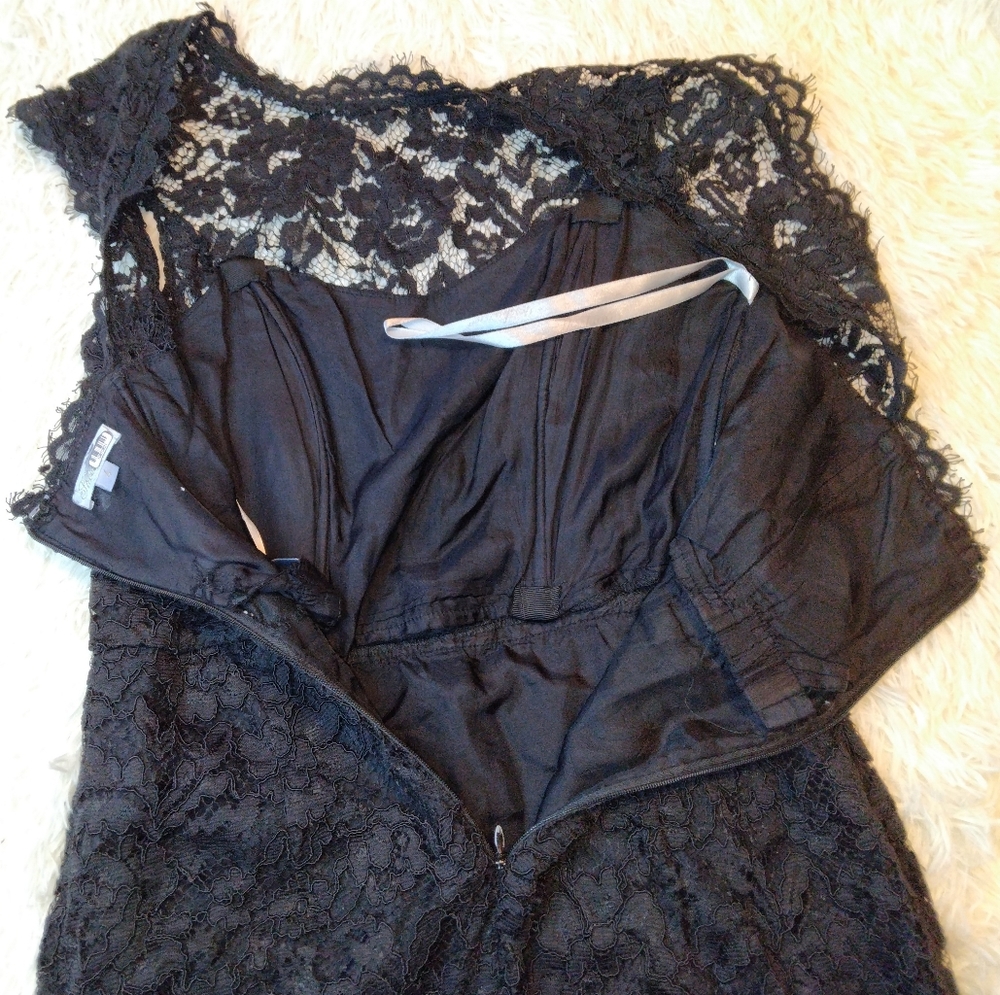 Shoshanna Olivia Black Floral Cap Sleeve Lace Sheath Dress Size 4 - Picture 6 of 10